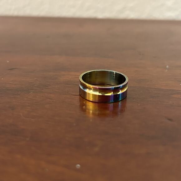 Lot Of 7 Stainless Steel Rings Sizes 9 To 12.5 Rainbow Superman - Picture 2 of 15